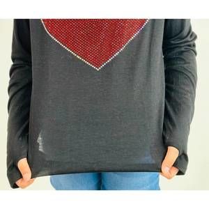 NEW ROCK CANDY girl's sequin heart long sleeve tee in black